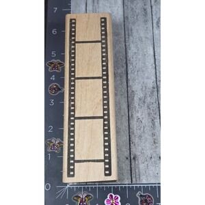 Judikins Film Strip Border Spotted Design Rubber Stamp Wood #D17